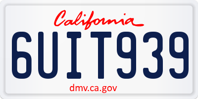 CA license plate 6UIT939