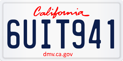 CA license plate 6UIT941