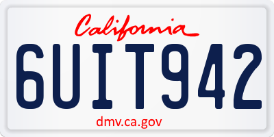 CA license plate 6UIT942