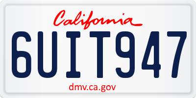 CA license plate 6UIT947