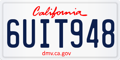 CA license plate 6UIT948