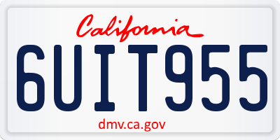 CA license plate 6UIT955