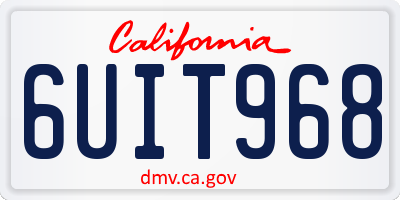 CA license plate 6UIT968