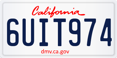 CA license plate 6UIT974