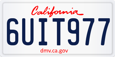 CA license plate 6UIT977