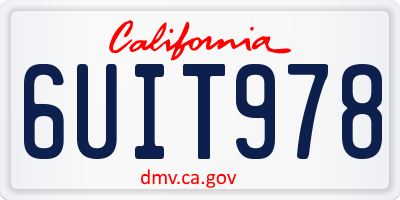 CA license plate 6UIT978