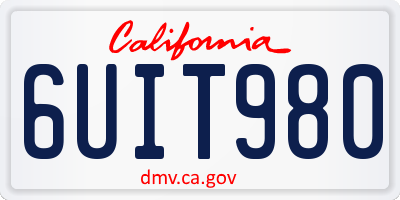 CA license plate 6UIT980