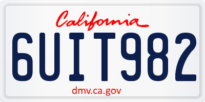 CA license plate 6UIT982