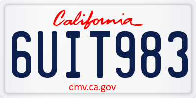 CA license plate 6UIT983