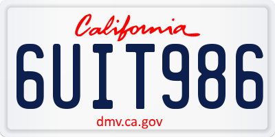CA license plate 6UIT986