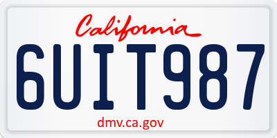 CA license plate 6UIT987