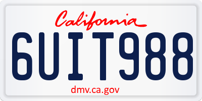 CA license plate 6UIT988