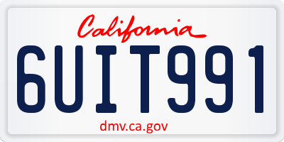 CA license plate 6UIT991
