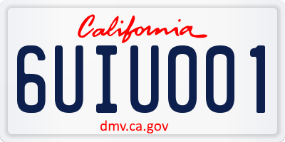 CA license plate 6UIU001