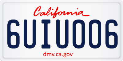 CA license plate 6UIU006