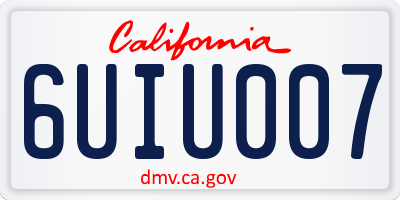 CA license plate 6UIU007