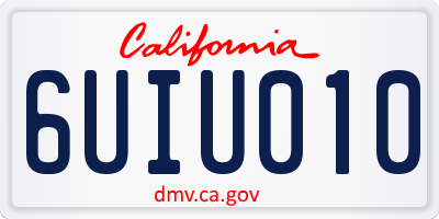 CA license plate 6UIU010