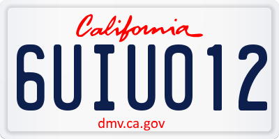 CA license plate 6UIU012