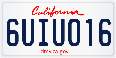 CA license plate 6UIU016