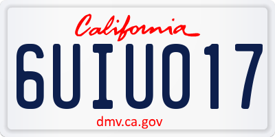 CA license plate 6UIU017