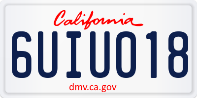 CA license plate 6UIU018