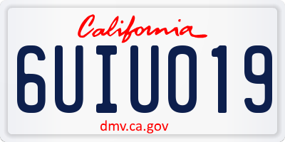 CA license plate 6UIU019
