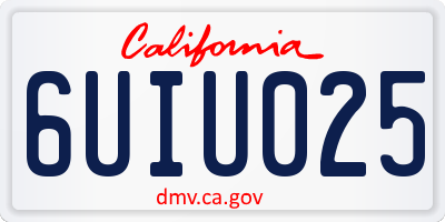 CA license plate 6UIU025