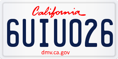 CA license plate 6UIU026