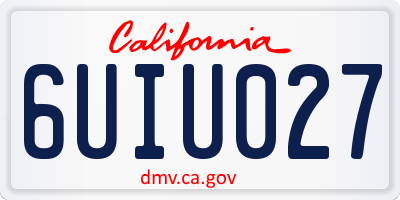 CA license plate 6UIU027