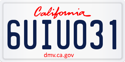 CA license plate 6UIU031