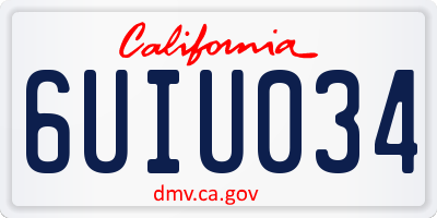 CA license plate 6UIU034