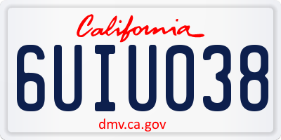 CA license plate 6UIU038