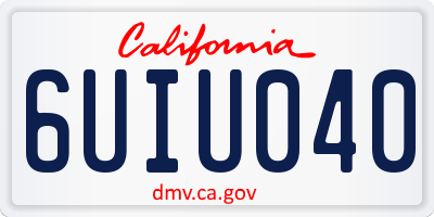 CA license plate 6UIU040