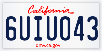 CA license plate 6UIU043
