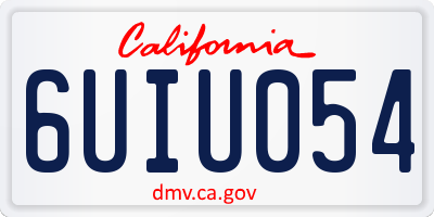CA license plate 6UIU054