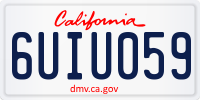 CA license plate 6UIU059