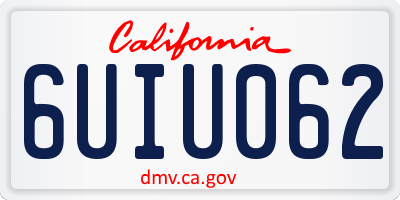 CA license plate 6UIU062