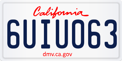 CA license plate 6UIU063