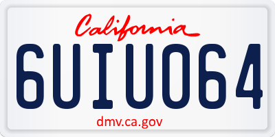 CA license plate 6UIU064