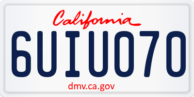 CA license plate 6UIU070