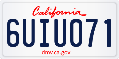 CA license plate 6UIU071