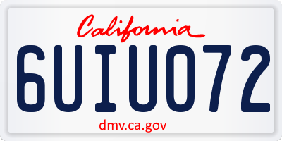 CA license plate 6UIU072