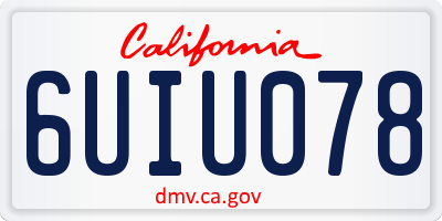 CA license plate 6UIU078