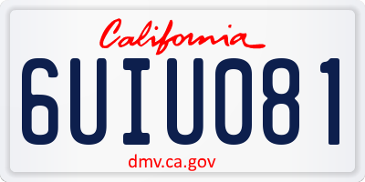 CA license plate 6UIU081