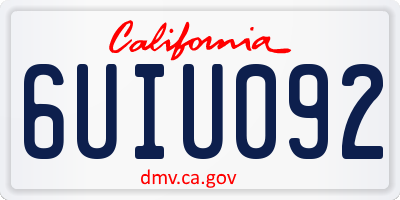 CA license plate 6UIU092