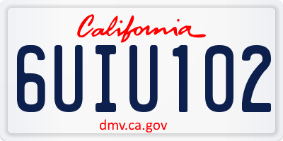 CA license plate 6UIU102