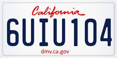 CA license plate 6UIU104