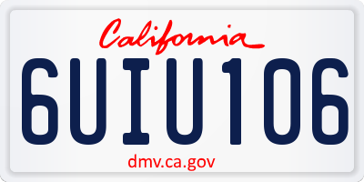 CA license plate 6UIU106
