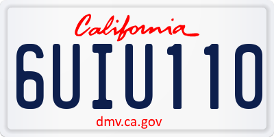 CA license plate 6UIU110