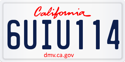 CA license plate 6UIU114